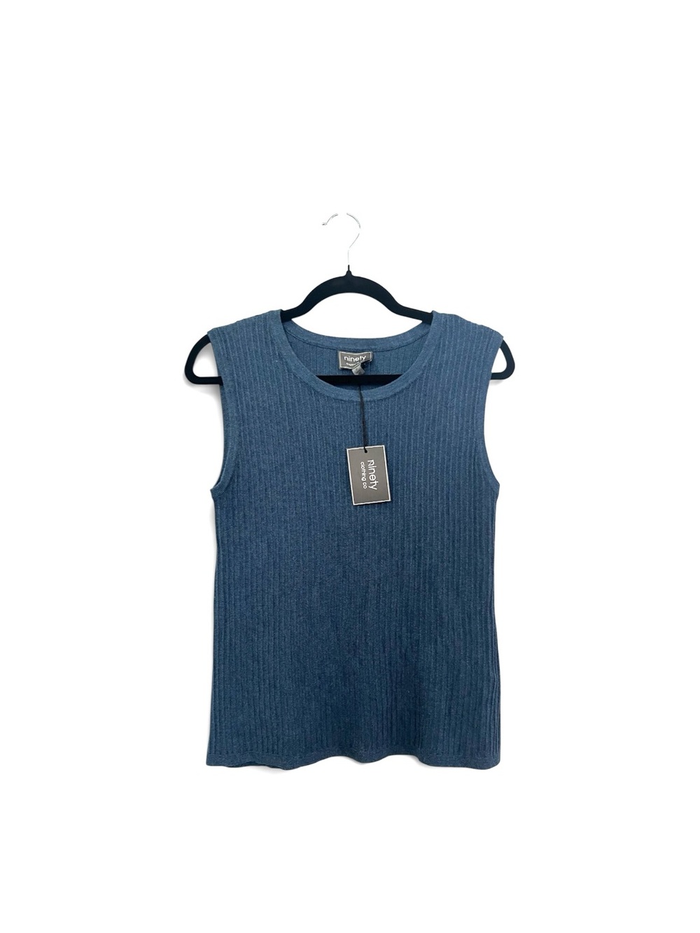 NWT Ninety Clothing Co Blue Ribbed Knit Sleeveless Top Layering Vest Size M